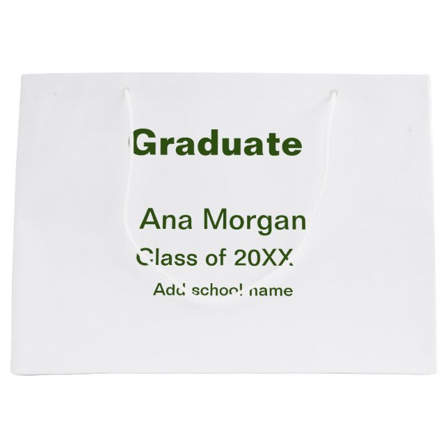 Graduate add name school name class of 20XX simple Large Gift Bag (Front)