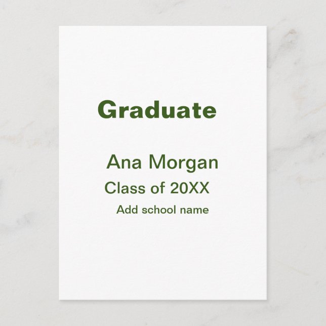 Graduate add name school name class of 20XX simple Postcard (Front)