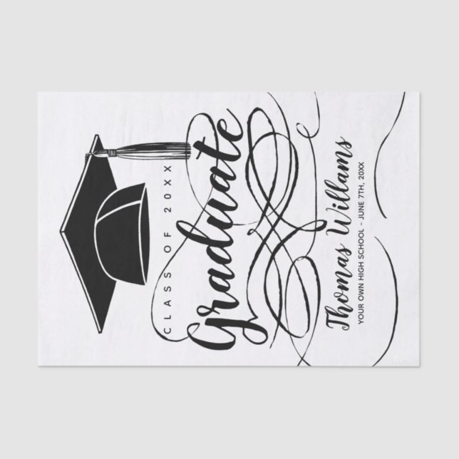 Graduate Add Name, Year, School Tissue Paper (Front)