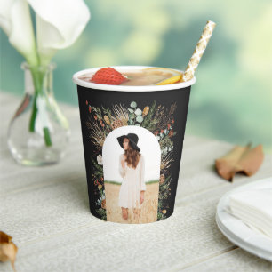 Graduate arch 1 photo black botanical modern paper cups
