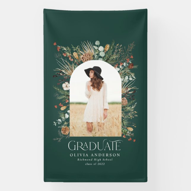 Graduate arch 1 photo green botanical modern banner (Vertical)