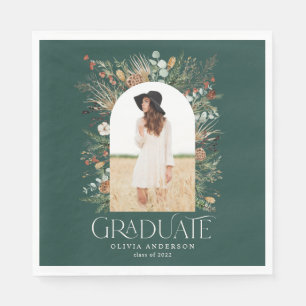 Graduate arch 1 photo green botanical party napkin