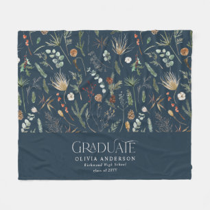 Graduate arch 1 photo navy bluel botanical modern fleece blanket