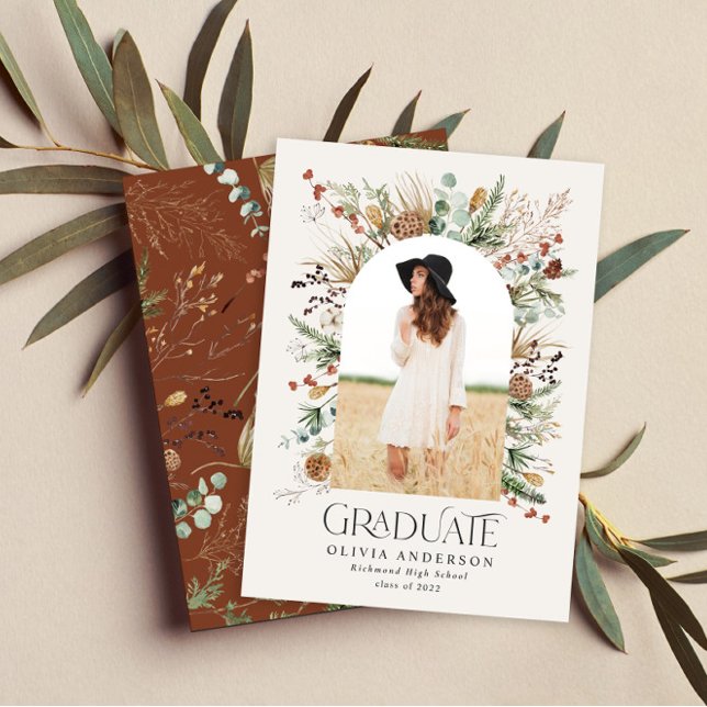 Graduate arch 1 photo terracotta botanical modern  announcement (Creator Uploaded)