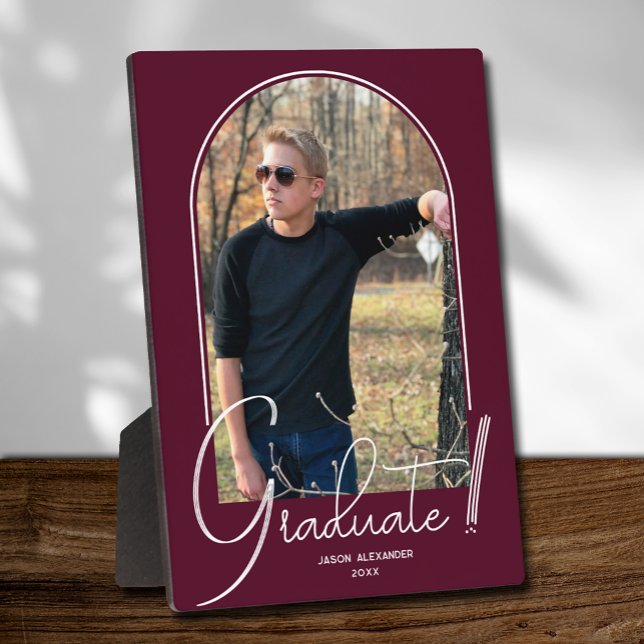 Graduate Arch Photo Burgundy Plaque (Creator Uploaded)