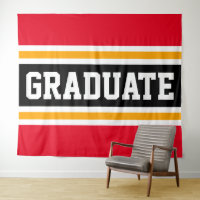 GRADUATE Athletic Bright Red Black Orange Stripes