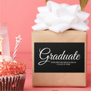 Graduate black personalised school class year rectangular sticker