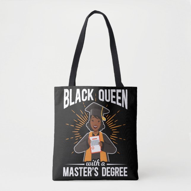 Graduate Black Queen Graduation Master Degree Tote Bag (Front)