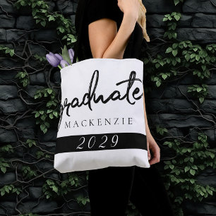 Graduate Black Script Classic Keepsake with Year Tote Bag