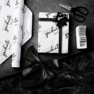 Graduate Black Script   Classic Keepsake with Year Wrapping Paper