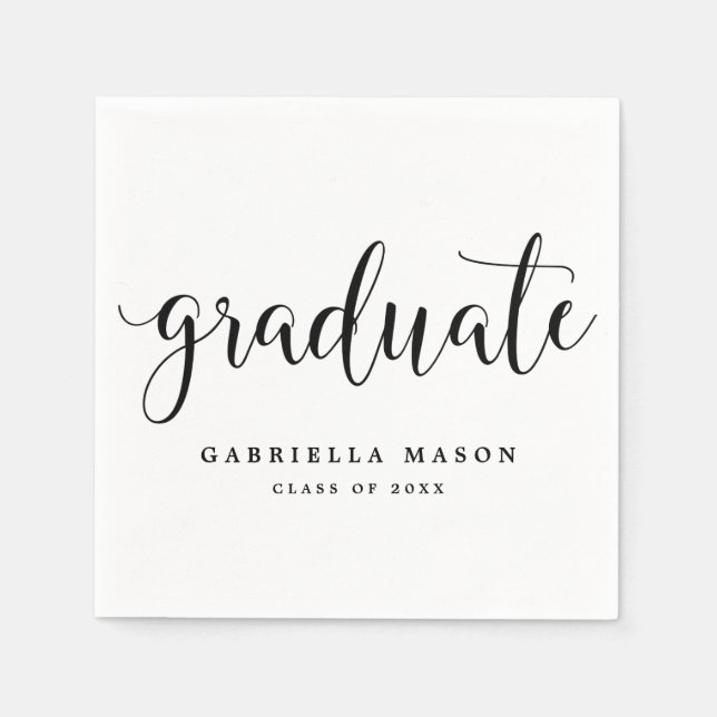 Graduate Black Script | Custom Background Colour Napkin (Front)