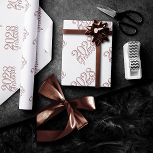 Graduate Blush Script Classy Pink Brush on White Wrapping Paper