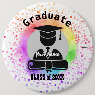 Graduate Boast Button Cap & Gown Rainbow HAMbyWG