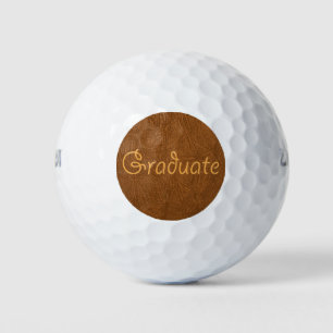Graduate Brown Cowhide Leather Texture Look Golf Balls