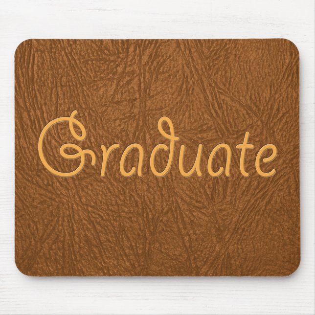 Graduate Brown Cowhide Leather Texture Look Mouse Pad (Front)