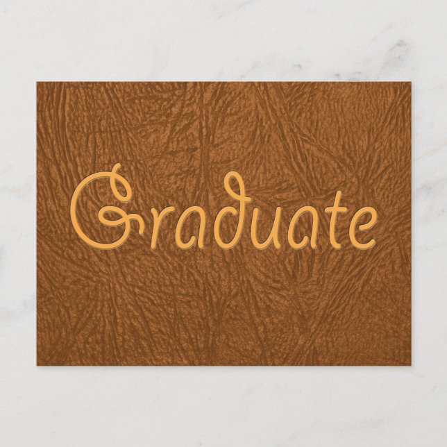 Graduate Brown Cowhide Leather Texture Look Postcard (Front)