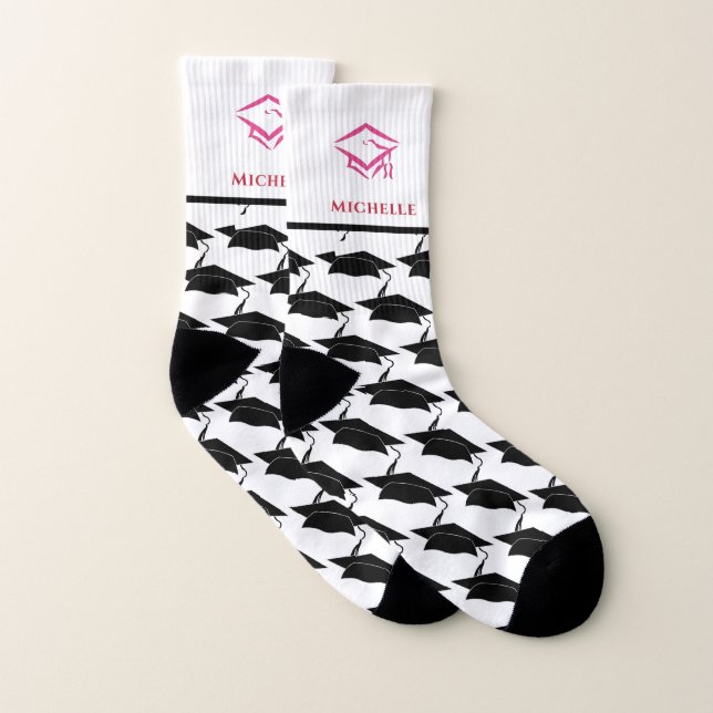 Graduate Cap Graduation Class Personalise Socks (Pair)