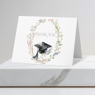 Graduate Cap Wildlowers Graduation Thank You Card