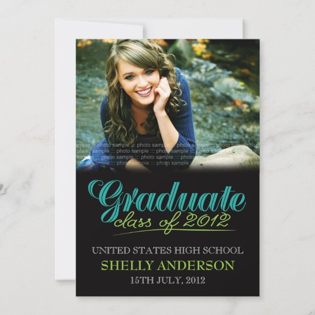Graduate Class of 2012 Modern Blue Green Invite (Front)