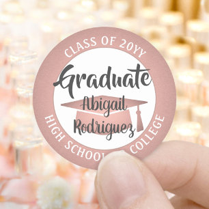 Graduate Class of 2019 Pink Rose Gold Graduation Classic Round Sticker