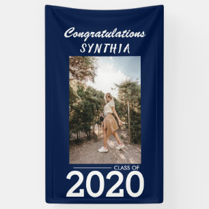 Graduate Class of 2020 Navy Blue Photo Yard Sign