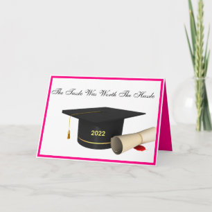 Graduate Class of 2022 Cap and Tassel Pink Card