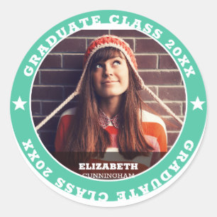 Graduate Class of 20XX Graduation Photo Classic Round Sticker