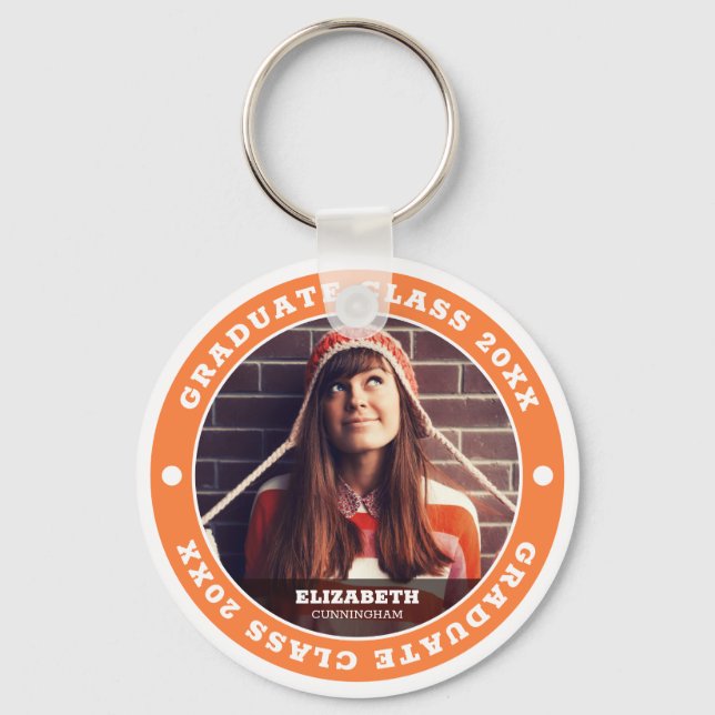 Graduate Class of 20XX Graduation Photo Key Ring (Front)