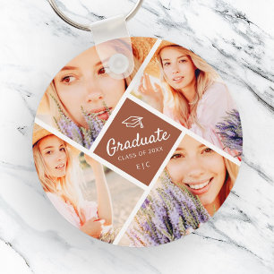 Graduate Class of 20XX Modern Graduation Cap Photo Key Ring