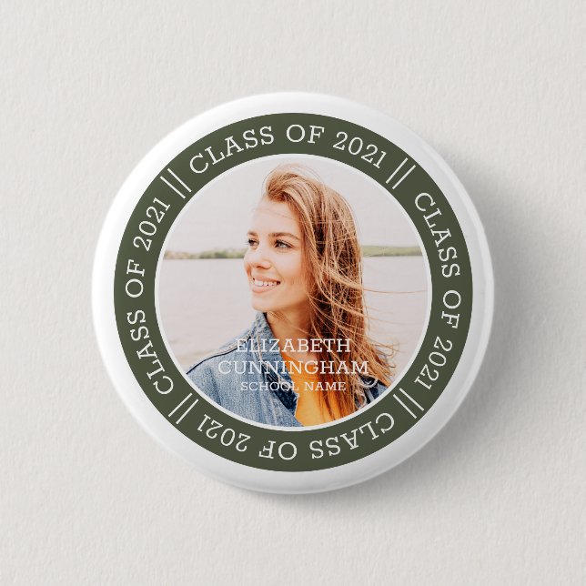 Graduate Class of 20XX | Modern Graduation Photo 6 Cm Round Badge (Front)
