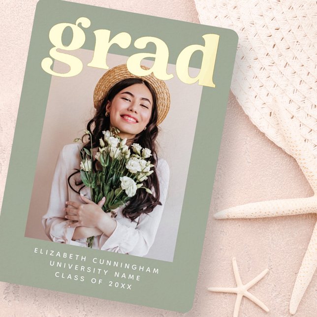 Graduate Class of 20XX Modern Photo Graduation Foil Holiday Card (Creator Uploaded)