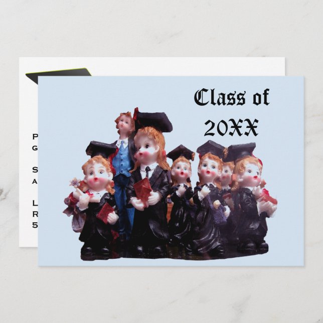 Graduate Class of 20XX Porcelain Figurines Photo Invitation (Front/Back)