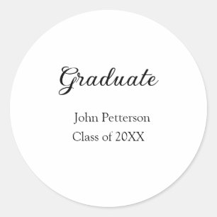 Graduate class of 20XX simple minimal graduation m Classic Round Sticker