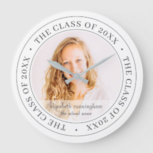 Graduate Class of 20XX Simple Modern Custom Photo Large Clock