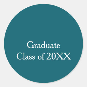 Graduate class of 20XX turquoise congrats yearname Classic Round Sticker