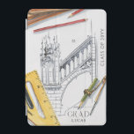 Graduate Class of Architecture Engineer Name iPad Mini Cover<br><div class="desc">Graduate Class of 20YY Architecture Engineer Grad Personalized Name iPad Cases & Covers features an illustration of a portion of a building with the tools required for drawing plus the text "Grad", your name and year of qualification. Personalize by editing the text in the text boxes provided. Designed by ©Evco...</div>