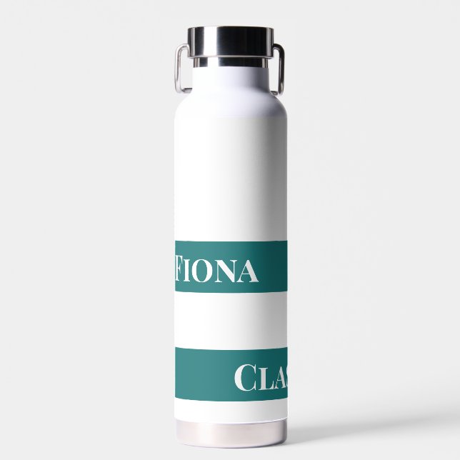 Graduate "Class of" Celebration Green & White Water Bottle (Front)