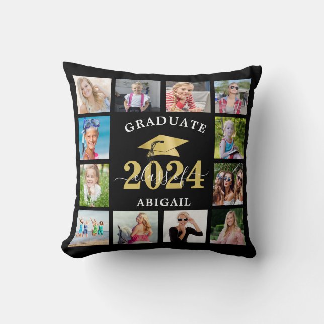 Graduate Class of Year Photo Collage Keepsake Cushion (Front)