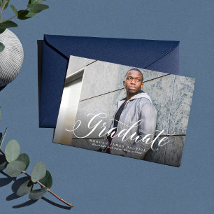 Graduate classic script big picture graduation announcement