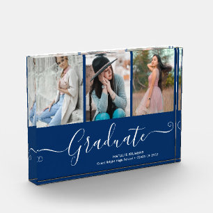 Graduate Collage Graduation Navy Blue Photo Block