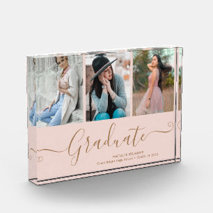Graduate Collage Graduation Pink Gold Photo Block