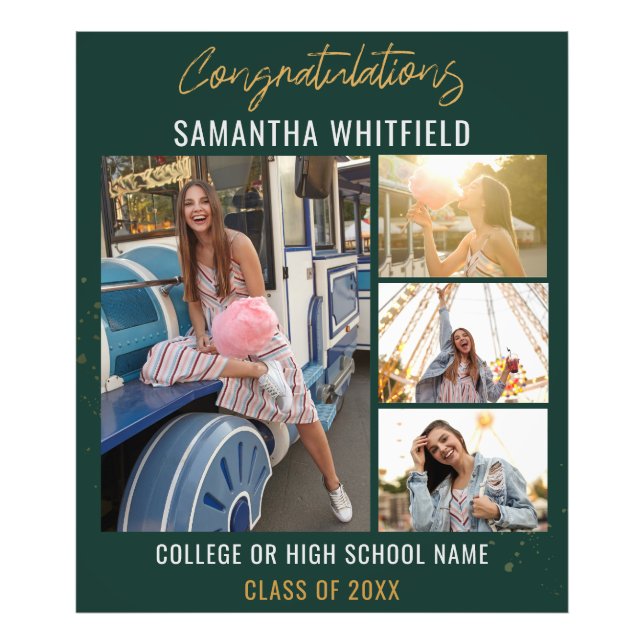 Graduate Collage Green Grad 2024 Photo Print (Front)