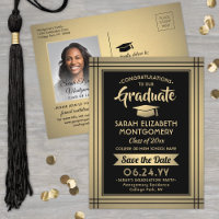 Graduate Congrats Black & Gold Save the Date Photo