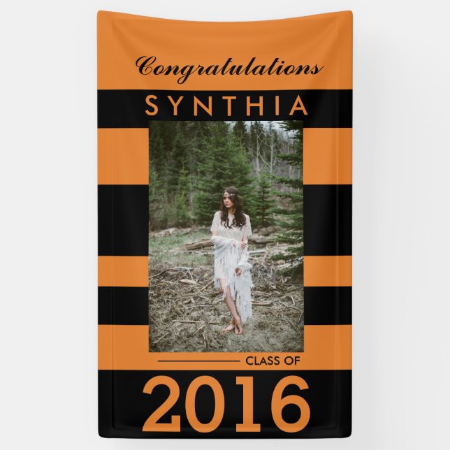 Graduate Congratulations Orange Photo Yard Sign (Vertical)