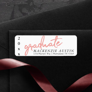 Graduate Coral Script Hand-Lettering with Year Return Address Label