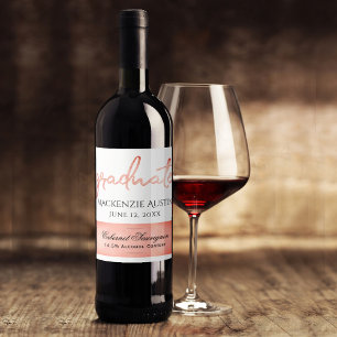 Graduate Coral Script Hand-Lettering with Year Wine Label