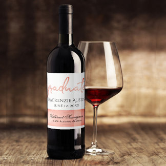 Graduate Coral Script | Hand-Lettering with Year Wine Label