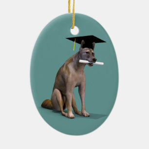 Graduate Coyote Ceramic Tree Decoration