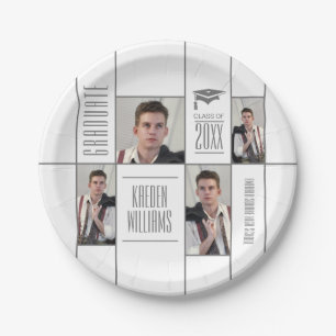Graduate Custom Photo Collage White Paper Plate