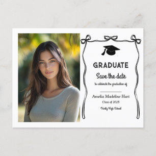 Graduate Cute Bows Girly   Save The Date Photo Postcard